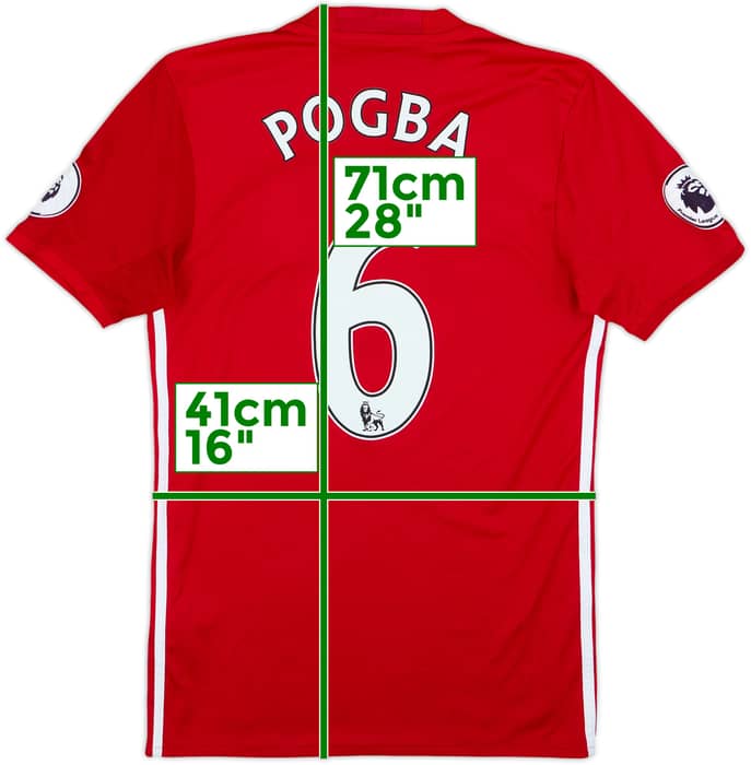 2016-17 Manchester United Home Shirt Pogba #6 - 8/10 - (XS)