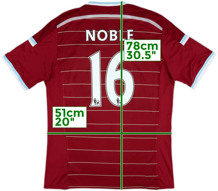 2014-15 West Ham Home Shirt Noble #16 - 9/10 - (XL)