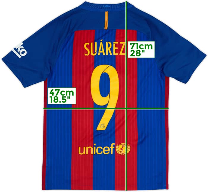 2016-17 Barcelona Home Shirt Suarez #9 - 8/10 - (S)
