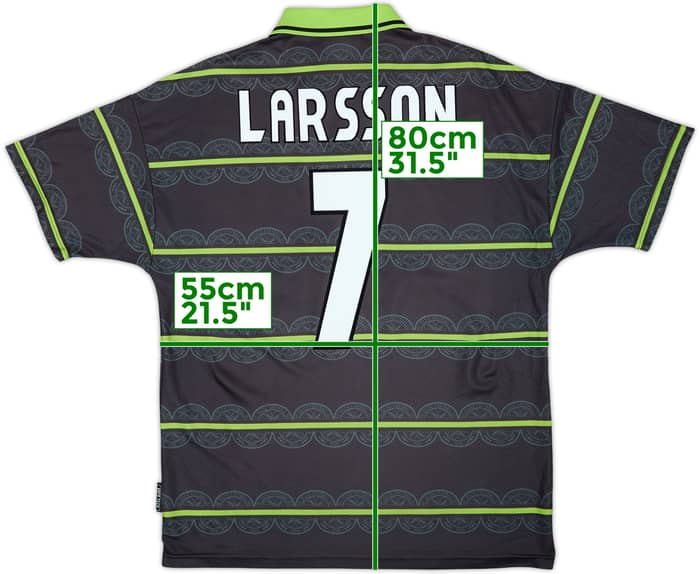 1998-99 Celtic Away Shirt Larsson #7 - 7/10 - (L)