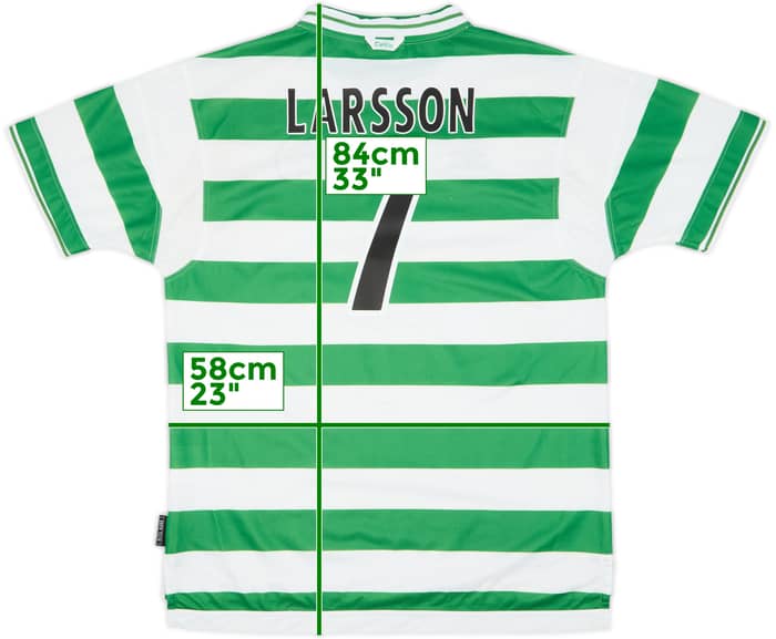 Camiseta de local del Celtic 1999-01 Larsson #7 - 5/10 - (XL)