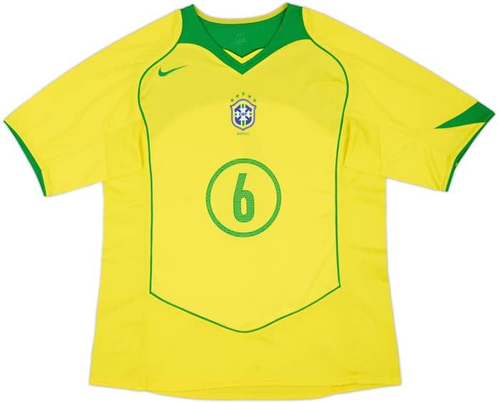2004-06 Brazil Home Shirt R.Carlos #6 - 5/10 - (XL)