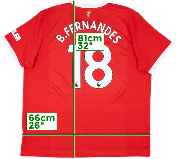 2021-22 Manchester United Home Shirt B.Fernandes #18 - 9/10 - (XXL)
