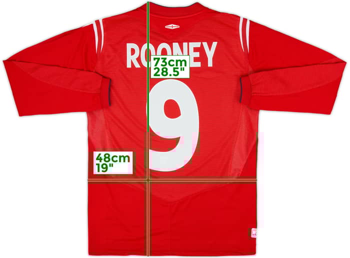 2004-06 England Away L/S Shirt Rooney #9 - 9/10 - (S)