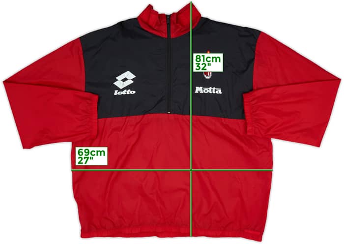 1994-95 AC Milan Lotto 1/4 Zip Training Top - 7/10 - (L)
