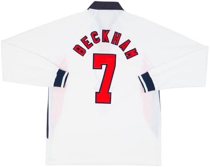 1997-99 England Home L/S Shirt Beckham #7 - 8/10 - (L)