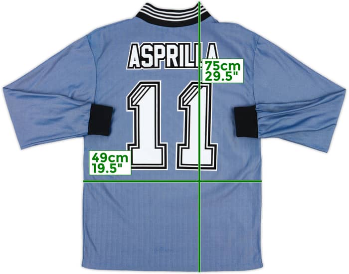 1996-97 Newcastle Away L/S Shirt Asprilla #11 - 8/10 - (M)