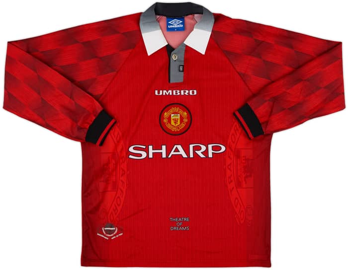 1996-98 Manchester United Home L/S Shirt Cantona #7 - 9/10 - (M)