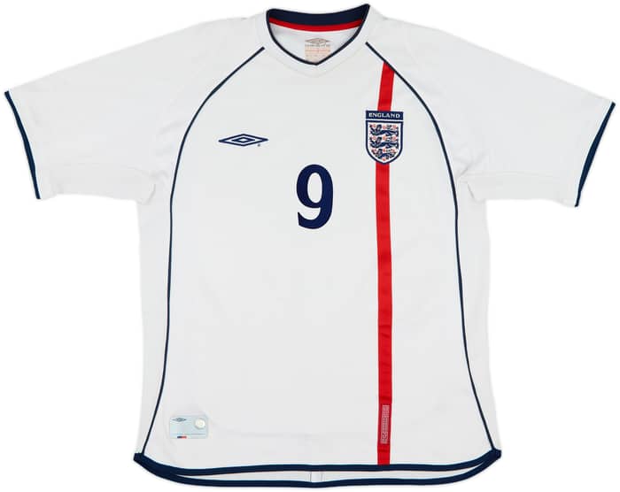 2001-03 England Home Shirt Fowler #9 - 6/10 - (L)