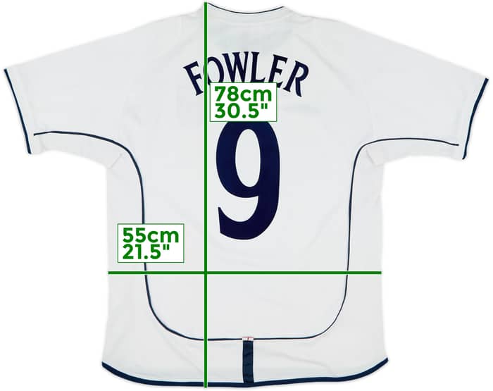 2001-03 England Home Shirt Fowler #9 - 6/10 - (L)