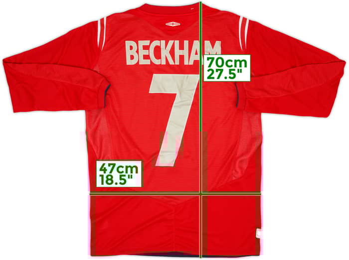 2004-06 England Away L/S Shirt Beckham #7 (S)
