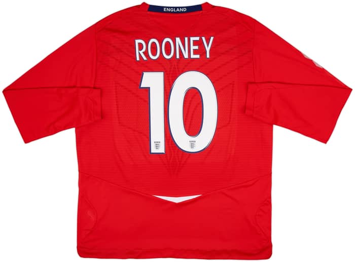 2008-10 England Away L/S Shirt Rooney #10 - 8/10 - (XXL)