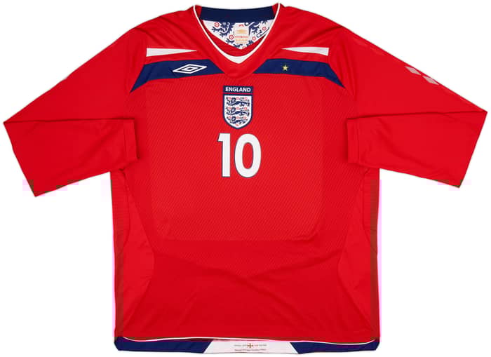 2008-10 England Away L/S Shirt Rooney #10 - 8/10 - (XXL)