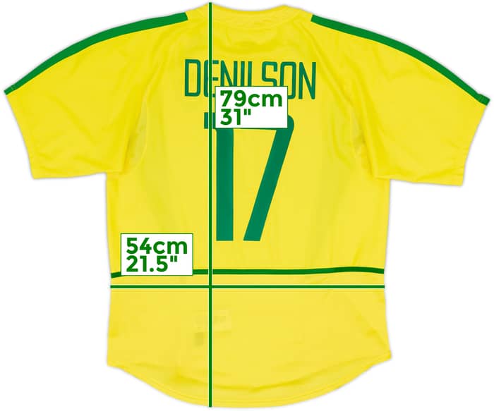 2002-04 Brazil Home Shirt Denilson #17 - 8/10 - (L)