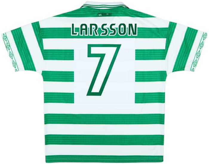 1997-99 Celtic Home Shirt Larsson #7 - 8/10 - (XL)