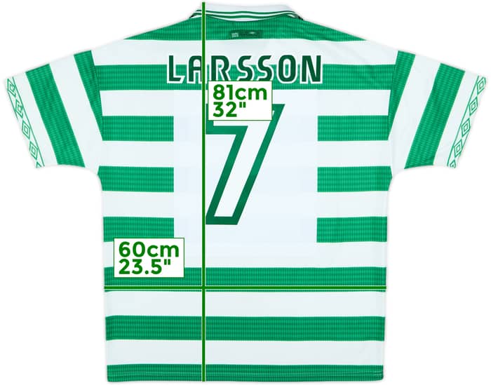 1997-99 Celtic Home Shirt Larsson #7 - 8/10 - (XL)