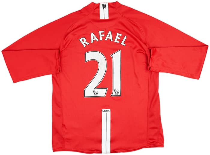 2007-09 Manchester United Home L/S Shirt Rafael #21 - 6/10 - (M)