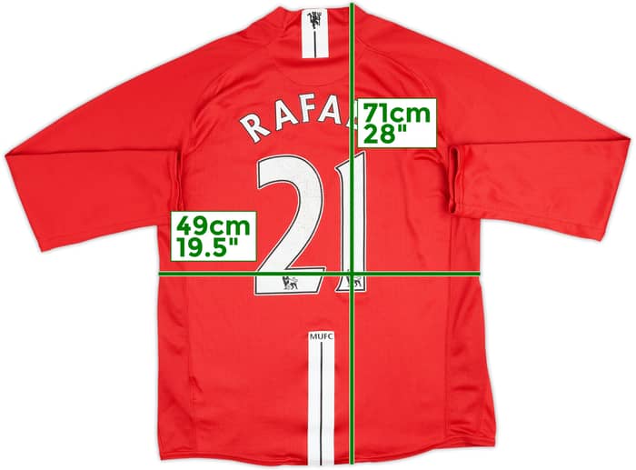 2007-09 Manchester United Home L/S Shirt Rafael #21 - 6/10 - (M)