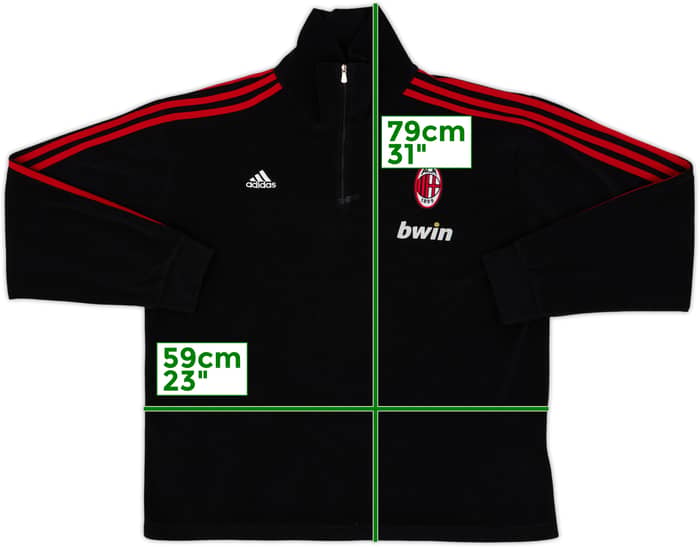 2007-08 AC Milan Player Issue adidas 1/4 Zip Drill Top - 7/10 - (L/XL)