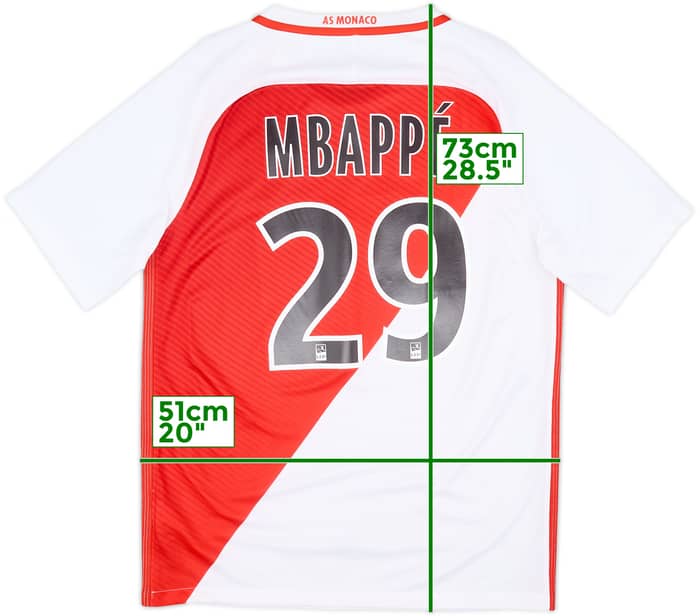 2016-17 Monaco Home Shirt Mbappe #29 - 8/10 - (M)