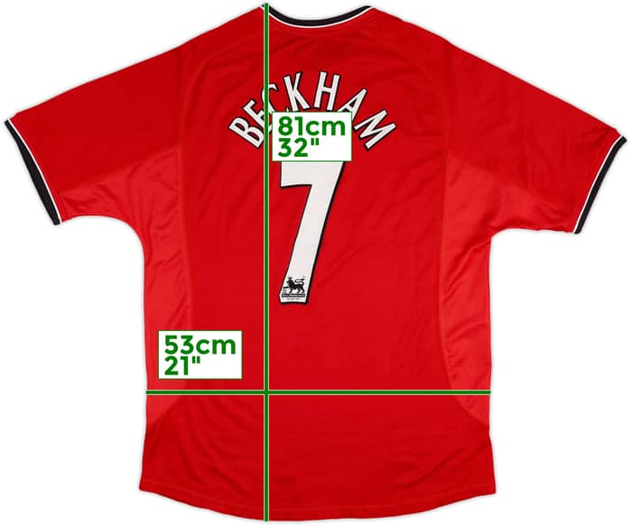 2000-02 Manchester United Home Shirt Beckham #7 - 6/10 - (L)