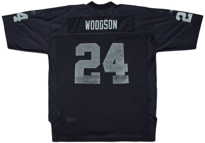 2002-04 Oakland Raiders Woodson #24 Reebok On Field Home Jersey - 3/10 - (XL)