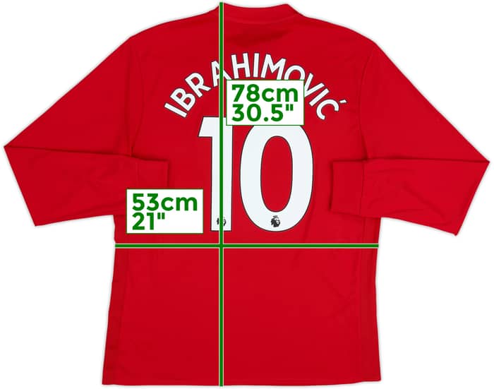 2017-18 Manchester United Home L/S Shirt Ibrahimovic #10 - 9/10 - (L)