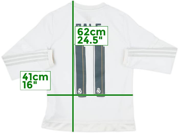 2015-16 Real Madrid Home L/S Shirt Bale #11 - 6/10 - (13-14 Years)