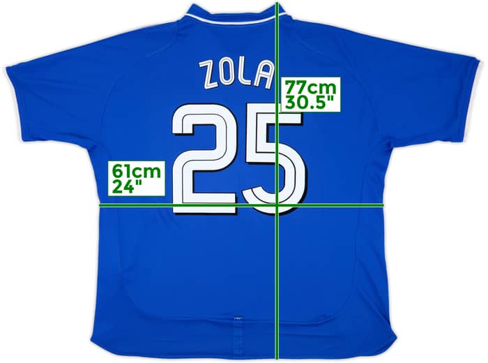 2001-03 Chelsea Home Shirt Zola #25 - 8/10 - (XXL)