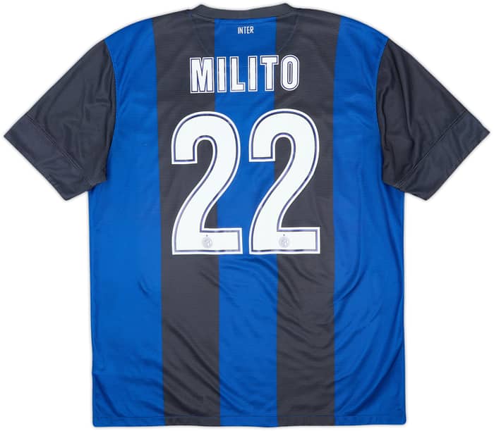 2012-13 Inter Milan Home Shirt Milito #22 - 9/10 - (L)