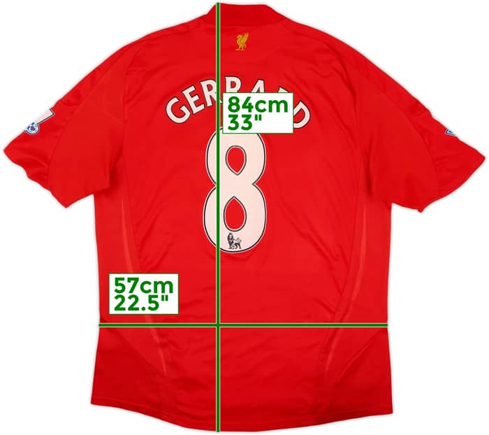 2008-10 Liverpool Home Shirt Gerrard #8 - 6/10 - (XL)