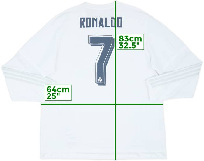 2015-16 Real Madrid Home L/S Shirt Ronaldo #7 - 6/10 - (XXL)