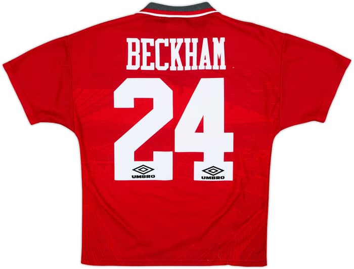 1994-96 Manchester United Home Shirt Beckham #24 - 6/10 - (15-16 Years)
