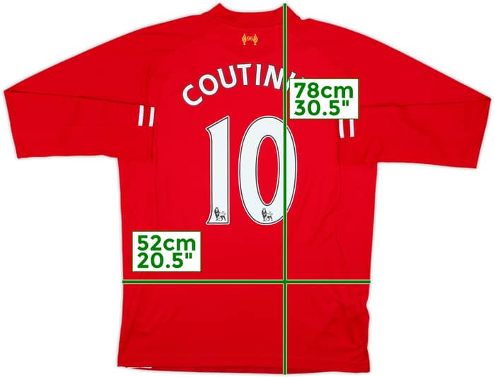 2013-14 Liverpool Home L/S Shirt Coutinho #10 - 6/10 - (L)