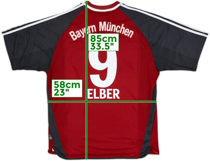 2001-02 Bayern Munich Home Shirt Elber #9 - 9/10 - (XL)