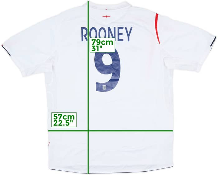2005-07 England Home Shirt Rooney #9 - 7/10 - (XL)