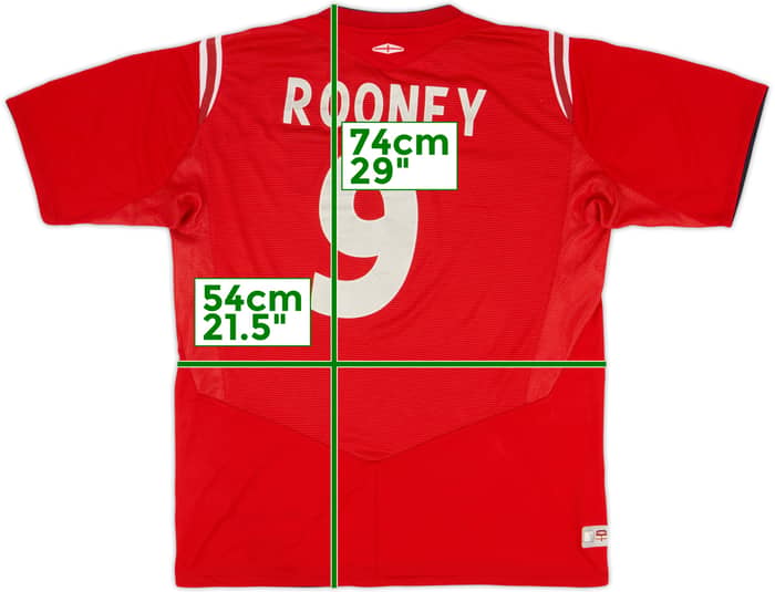 2004-06 England Camiseta de Visitante Rooney #9 - 5/10 - (L)