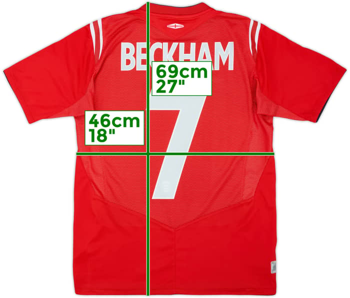2004-06 England Away Shirt Beckham #7 - 8/10 - (XL.Boys)