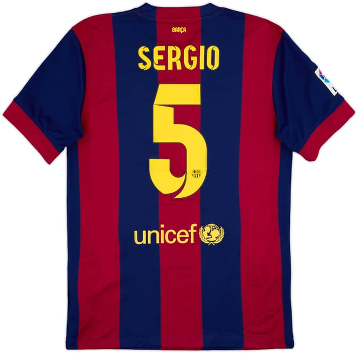 2014-15 Barcelona Home Shirt Sergio #5 - 8/10 - (M)