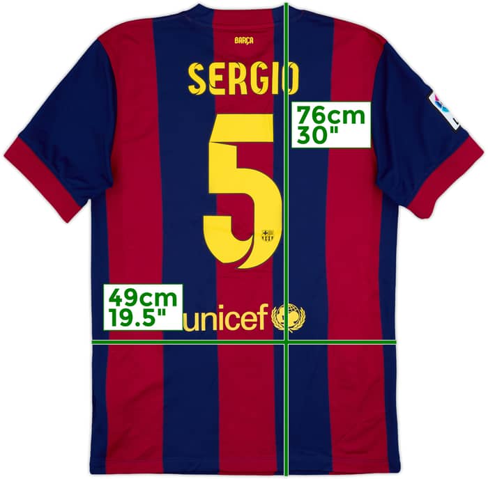 2014-15 Barcelona Home Shirt Sergio #5 - 8/10 - (M)