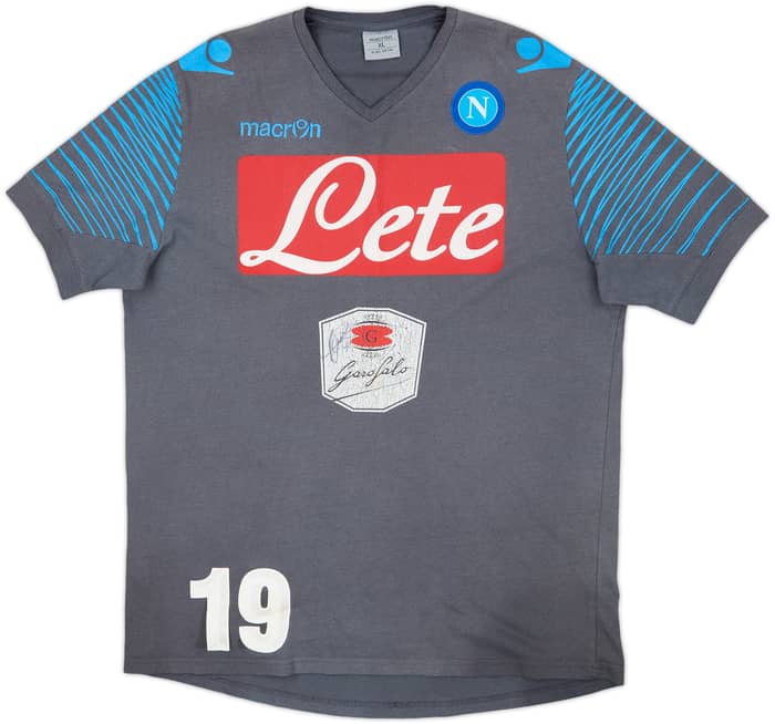 2014-15 Napoli Macron Player Issue Signed Cotton Tee #19 - 5/10 - (XL)