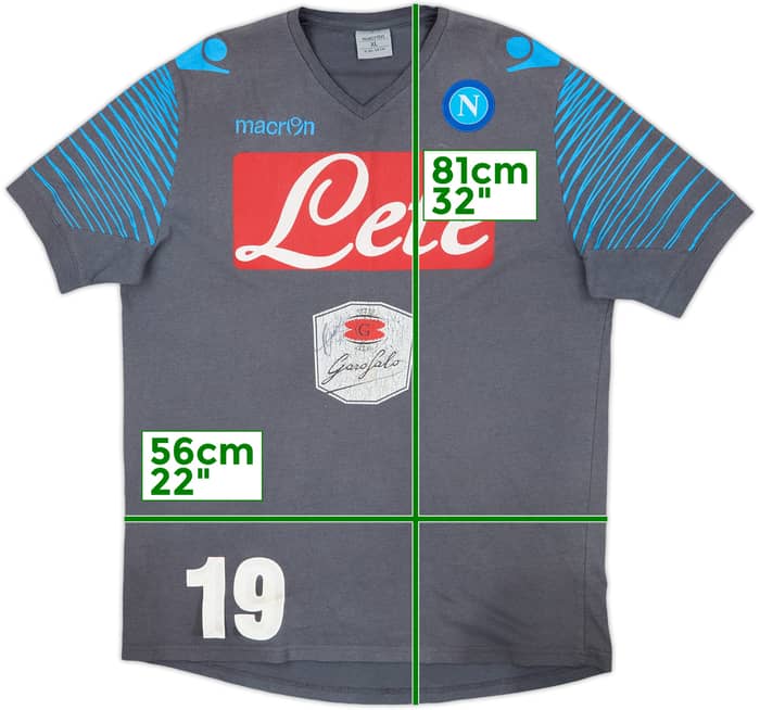 2014-15 Napoli Macron Player Issue Signed Cotton Tee #19 - 5/10 - (XL)