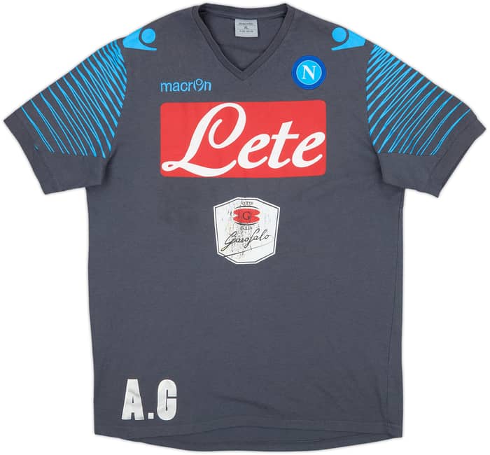 2014-15 Napoli Macron Staff Issue Cotton Tee A.G - 5/10 - (XL)