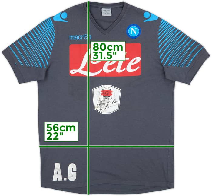 2014-15 Napoli Macron Staff Issue Cotton Tee A.G - 5/10 - (XL)