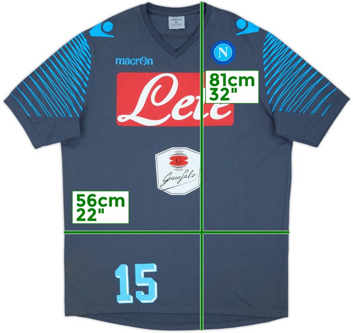 2014-15 Napoli Macron Player Issue Cotton Tee #15 - 7/10 - (XL)