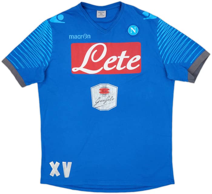 2014-15 Napoli Macron Staff Issue Cotton Tee XV - 5/10 - (XXL)