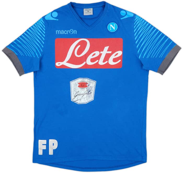 2014-15 Napoli Macron Staff Issue Cotton Tee FP - 5/10 - (M)