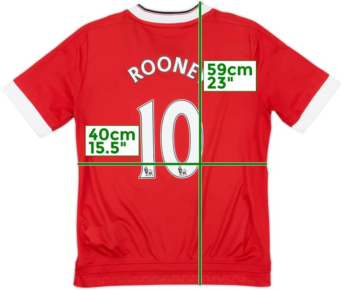2015-16 Manchester United Home Shirt Rooney #10 - 9/10 - (M.Boys)
