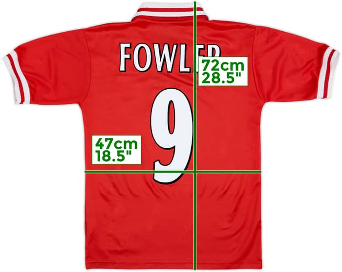 1996-98 Liverpool Home Shirt Fowler #9 - 8/10 - (Y)