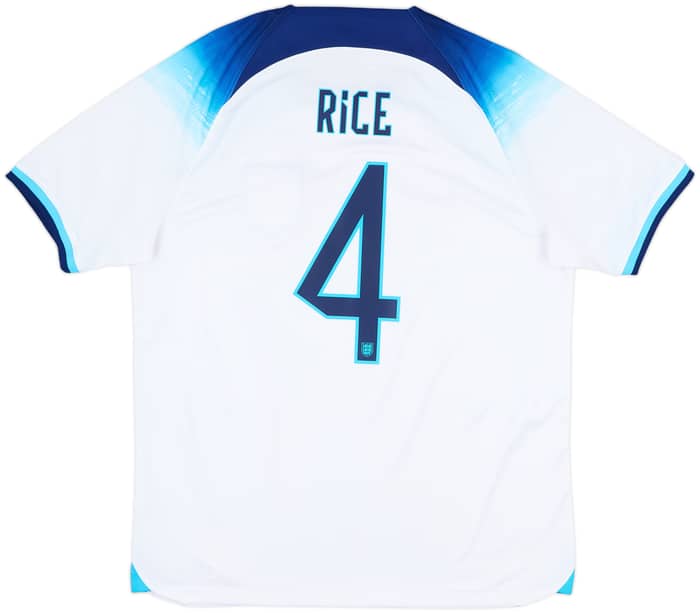 2022-23 England Home Shirt Rice #4 - 8/10 - (XL)